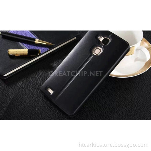 high quality luxury Window cover Genuine pu leather case for Huawei Mate 8 Cover Phone Case